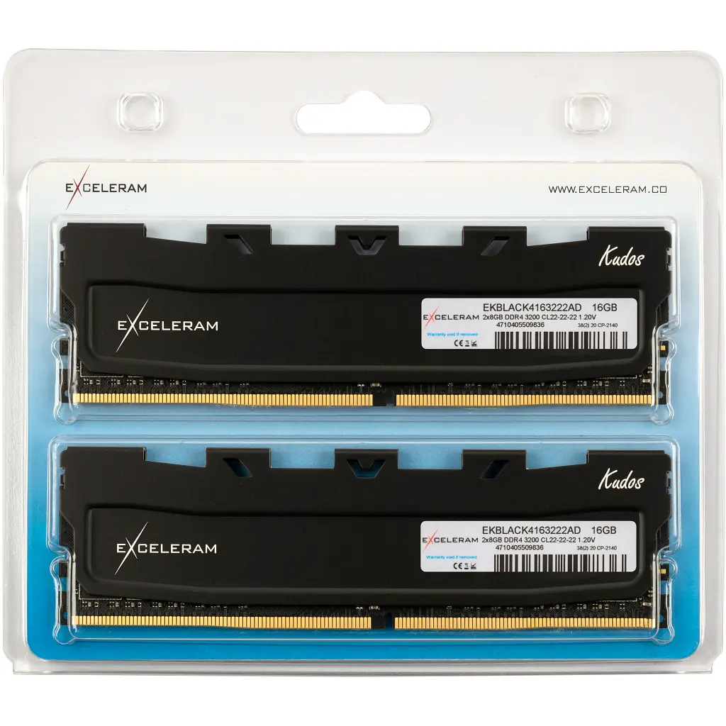 Модуль пам'яті для комп'ютера DDR4 16 ГБ (2 × 8 ГБ) 3200 МГц Black Kudos eXceleram (EKBLACK4163222AD) - фото 2