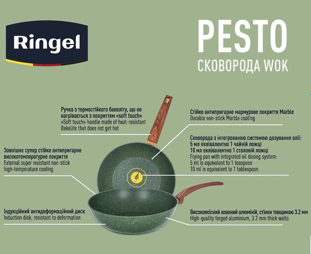 Сковорода Ringel WOK Pesto 28 см kuh0016958 - фото 6