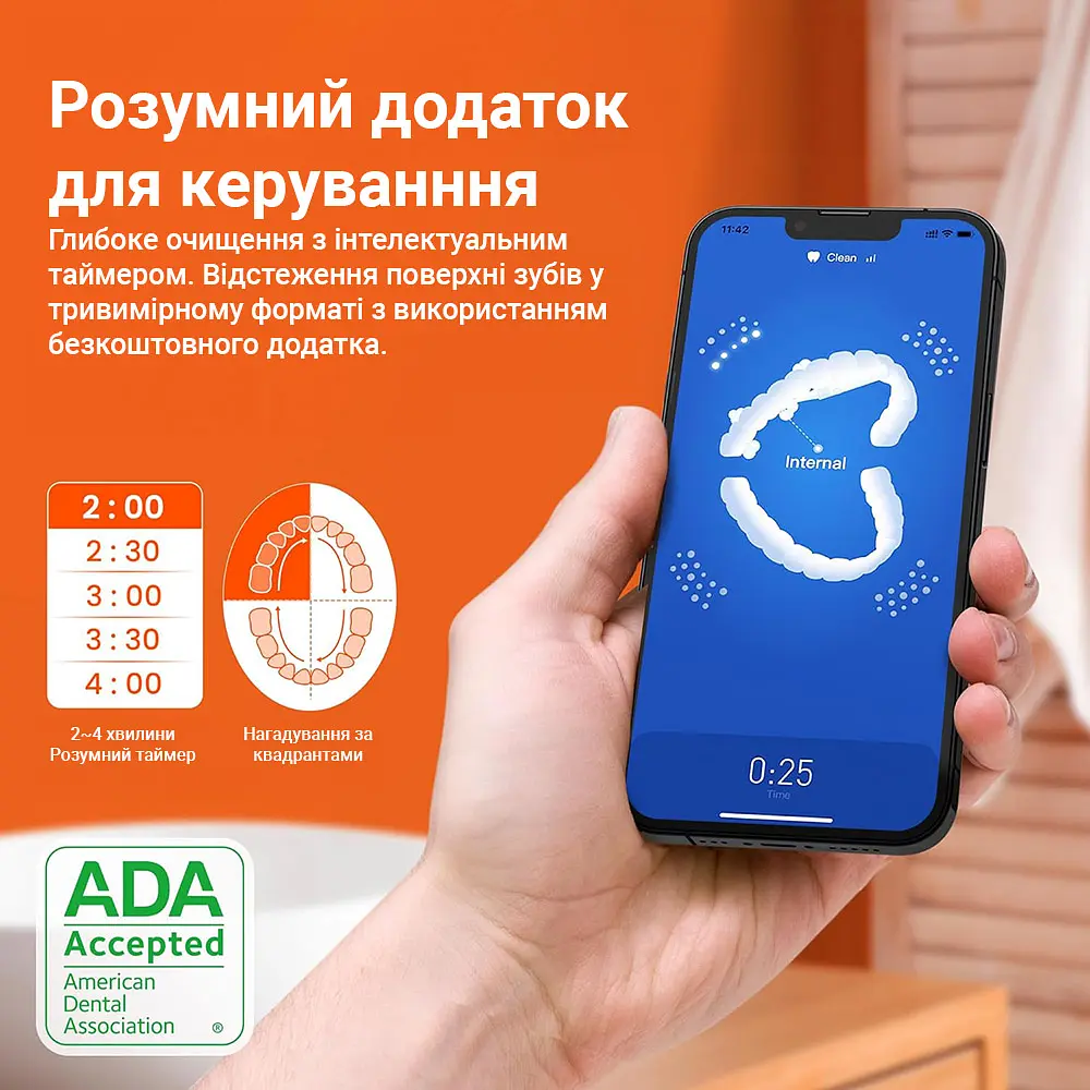 Електрична зубна щітка з футляром Bitvae S2 Smart 8 насадок Black - фото 3