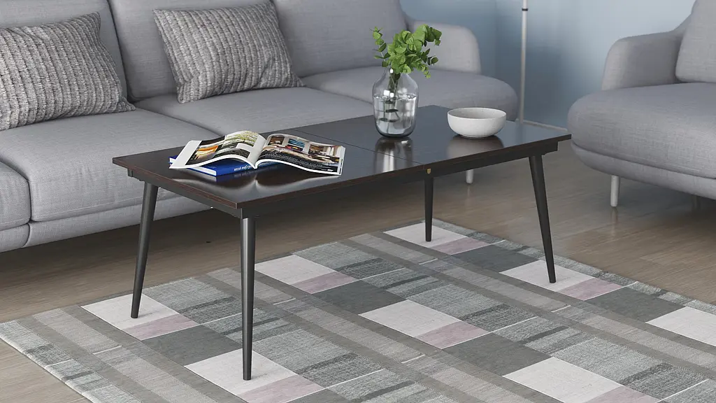 Стол журнальный трансформер Dandi Small Ferrum-decor 45x120(160)x60 Черный металл ДСП Венге Магия 16 мм (FRD-106787) - фото 6
