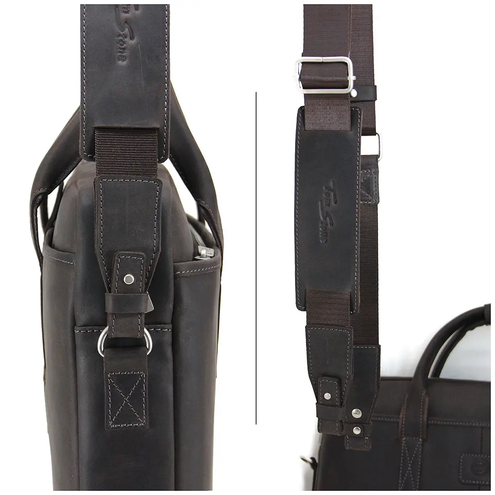 Сумка кожаная для ноутбука 15,6', MacBook 16' Tom Stone коричневая 717 CBR - фото 8