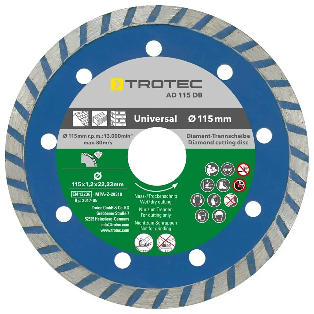 Набір відрізних алмазних дисків Trotec 110/115х22.23х1.2 (4 шт) (6225001121) - фото 4