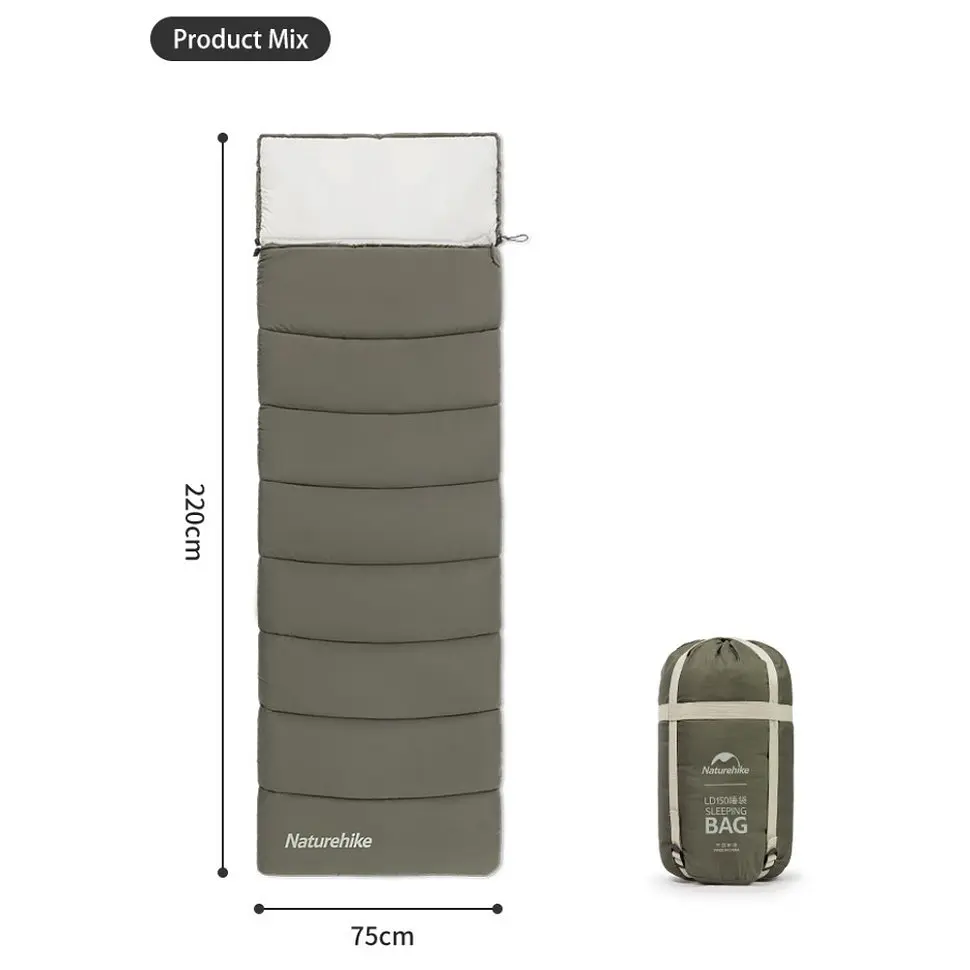 Спальний мішок Naturehike LD350 CNK2300SD016 (225 x 75 см) Темно-зелений - фото 2