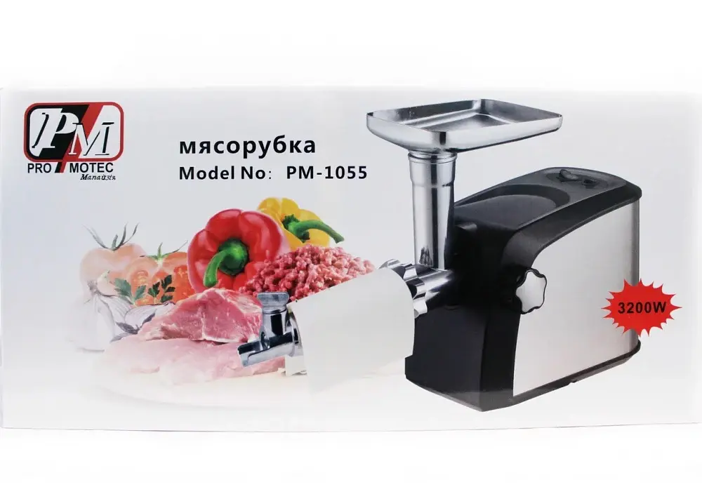 Електрична м'ясорубка PROMOTEC PM-1055 3200Вт (1806550102) - фото 4