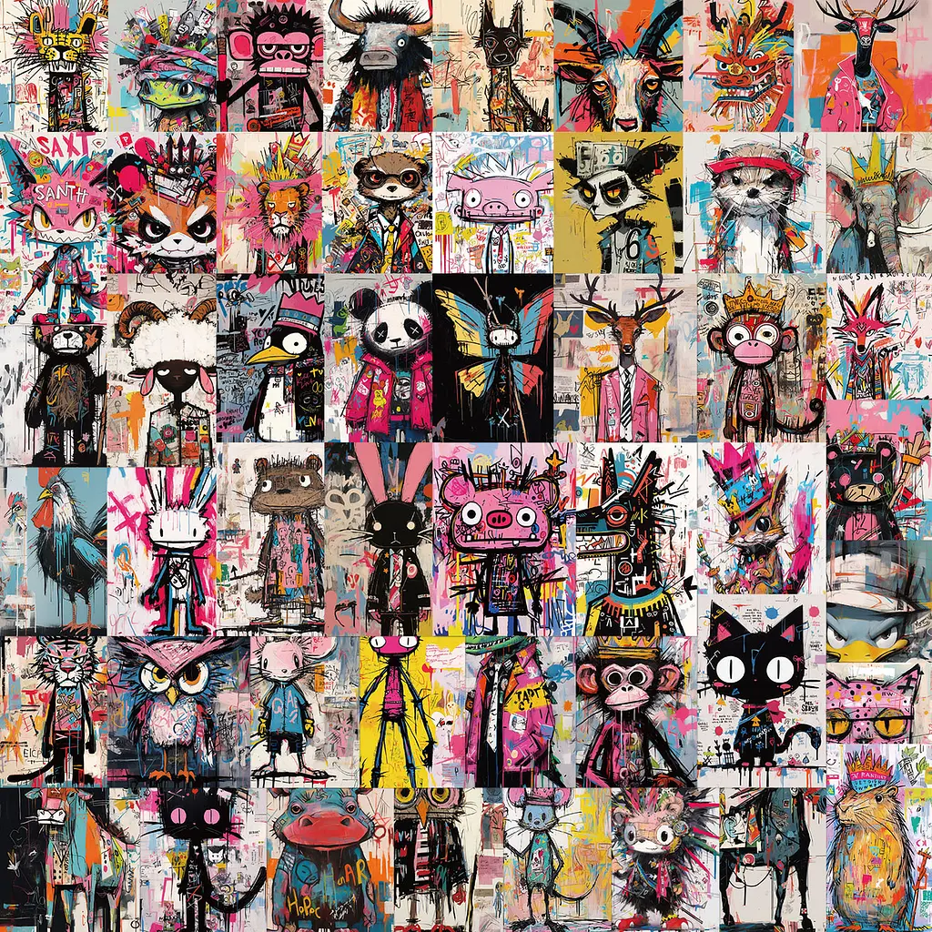 Стікерпак Сучасне Мистецтво Звірі Набір наклейок GeekLand Modern Animal Art 50 штук - фото 3