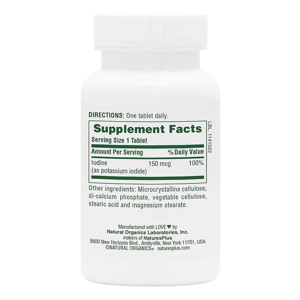 Йод Natures Plus Potassium Iodide 150 mcg, 100 таблеток для поддержания щитовидной железы - фото 2