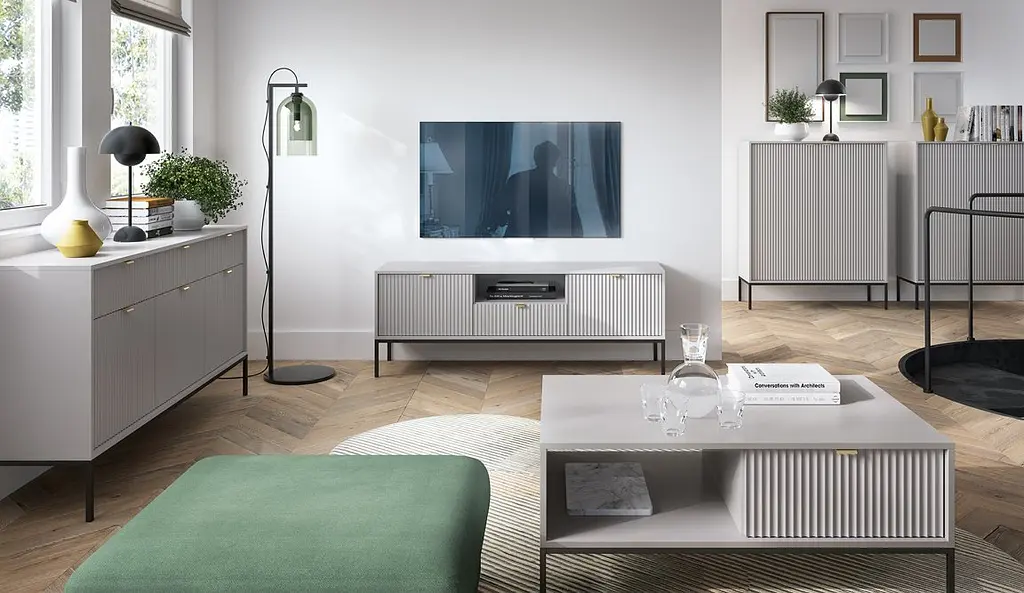 Комод Perfect Home Новая/Nova 3-дверный с 3 ящиками и черными ножками KSZ154 Серый (PFH-091242) - фото 6