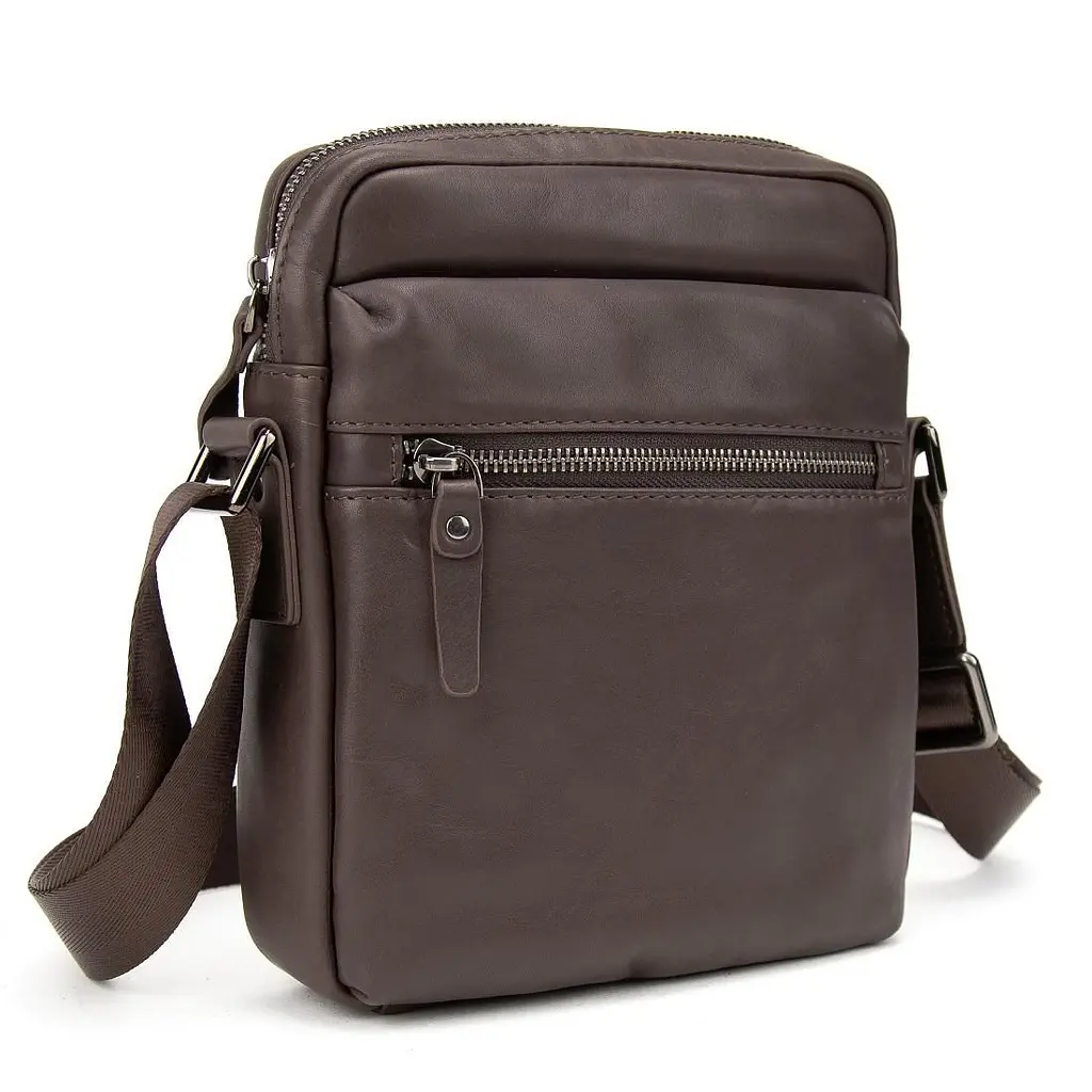 Месенджер класичний в гладкій шкірі коричневий Tiding Bag 8717C коричневий - фото 8