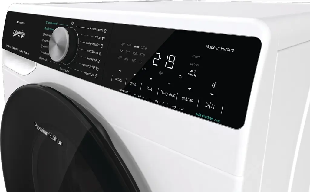 Пральна машина Gorenje фронтальна 10 кг 1400 A+++ 60 см дисплей інвертор пара Wi-Fi підсвітка барабану білий - фото 7