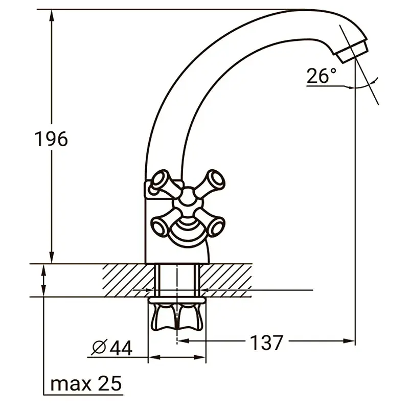 Змішувач PL 1/2 "для кухні гусак короткий вухо на гайці AQUATICA PL-4B355C (9777100) - фото 2