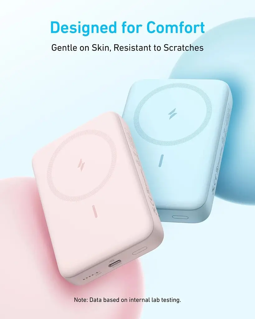 Магнітний Magsafe павербанк Anker A1684 10000 mAh з бездротовою зарядкою для iPhone УМБ рожевий - фото 2