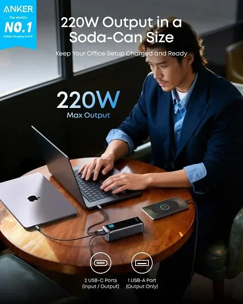 Зовнішній акумулятор Anker Prime 20000mAh 220W (A110BH11) чорний - фото 3