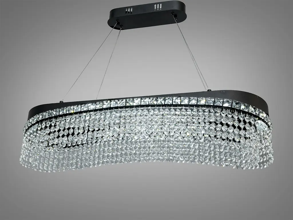 Підвісна кришталева люстра LED чорна 78 Вт овал - фото 2