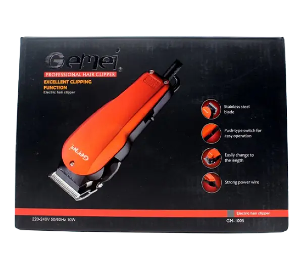 Машинка для стрижки волосся Gemei GM1-1005 з 4 знімними насадками червоний (lp-91051_328) - фото 4