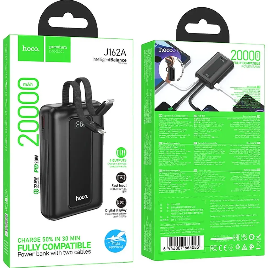 Внешний аккумулятор Hoco J162A Balance 20000mAh 22.5W Black [161221] - фото 7
