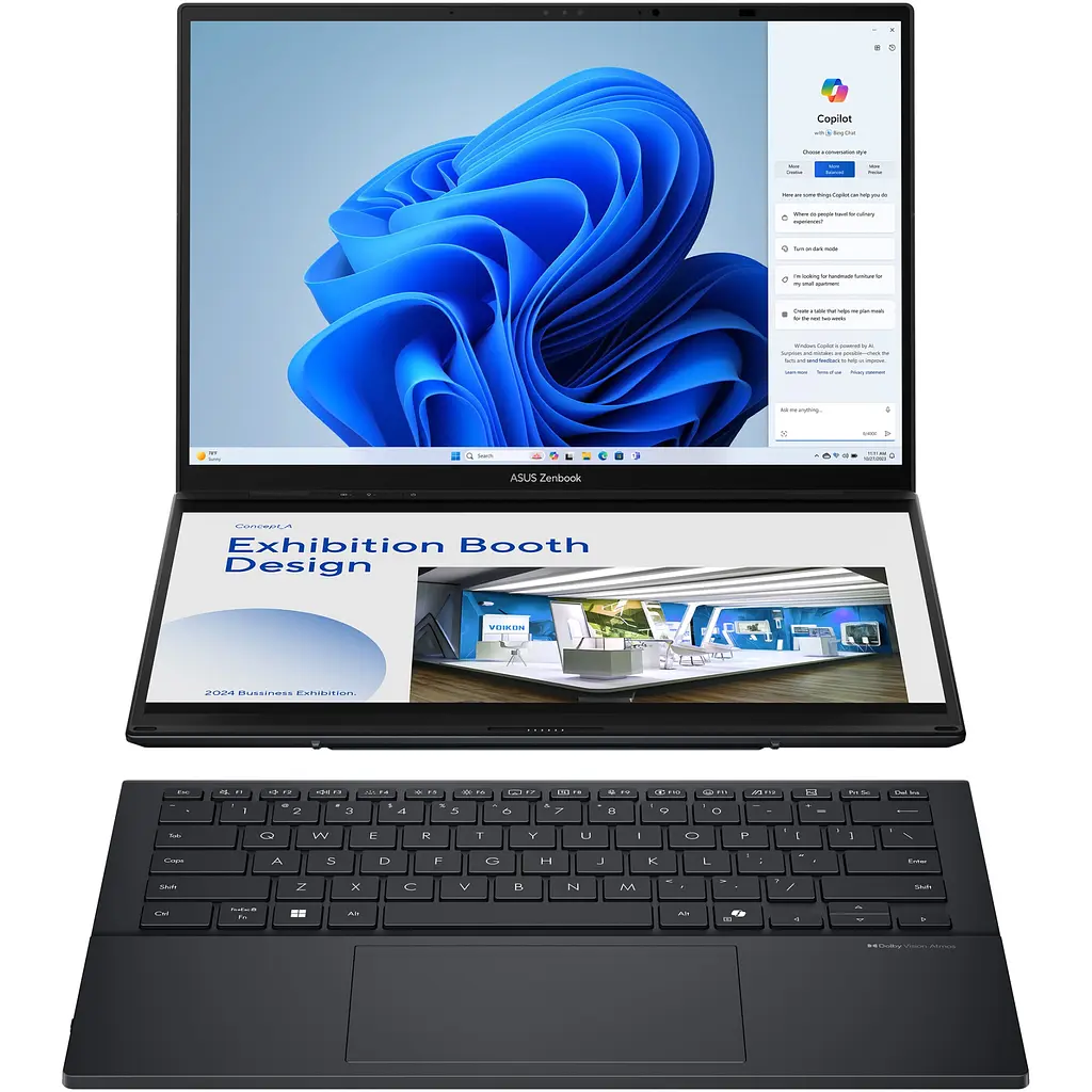 ASUS Zenbook Duo UX8406CA Ultra 7 255H la 51GHz, 14'', сенсорный, 32GB LPDDR5X, 1TB, Arc, Windows 11 Pro - фото 4
