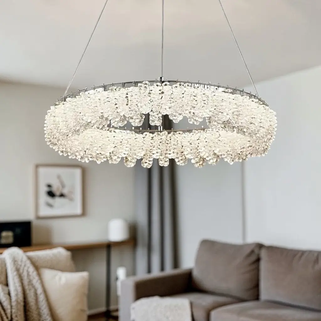 Сучасна підвісна кришталева люстра L33038/600/1 LED (CH) хром, 120 Вт, діаметр 60 см, від 14 до 22 м2 - фото 2