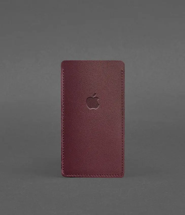 Кожаный чехол для iPhone 12 Бордовый - фото 2