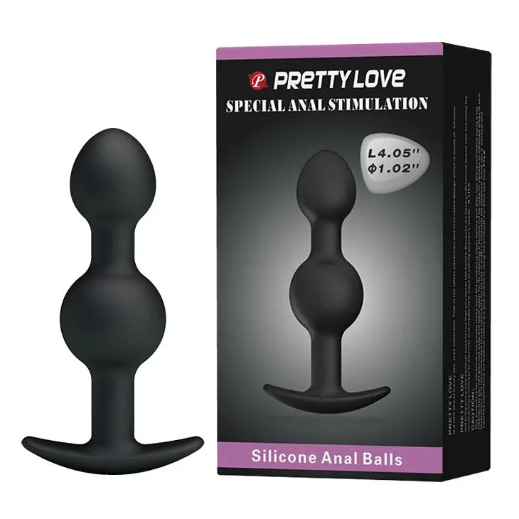 Анальна пробка зі зміщеннями центрів ваги Pretty Love silicone Anal balls Black, 10,4х2.2-2.6 см, чорний - фото 8