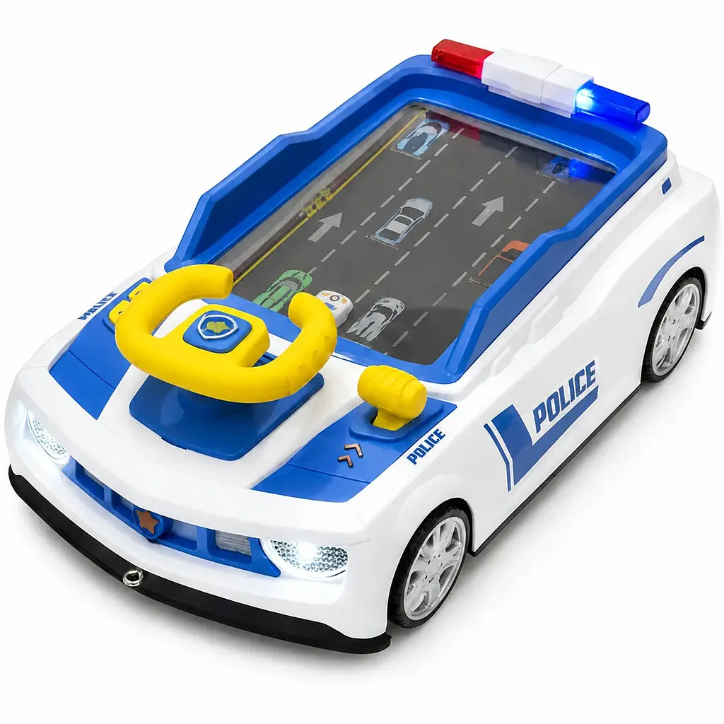 Дитячий гоночний симулятор водіння Поліція Adventure Racing Car, автотренажер, підсвічування, звук, присоски, 2 способи живлення - фото 3