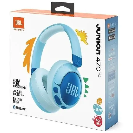 Беспроводные наушники для детей JBL Junior 470NC голубые - фото 5