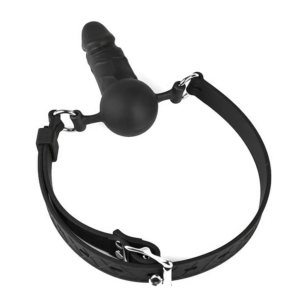 Кляп-страпон Wearable Sleeve на обличчя та в рот Чорний K000764 - фото 3