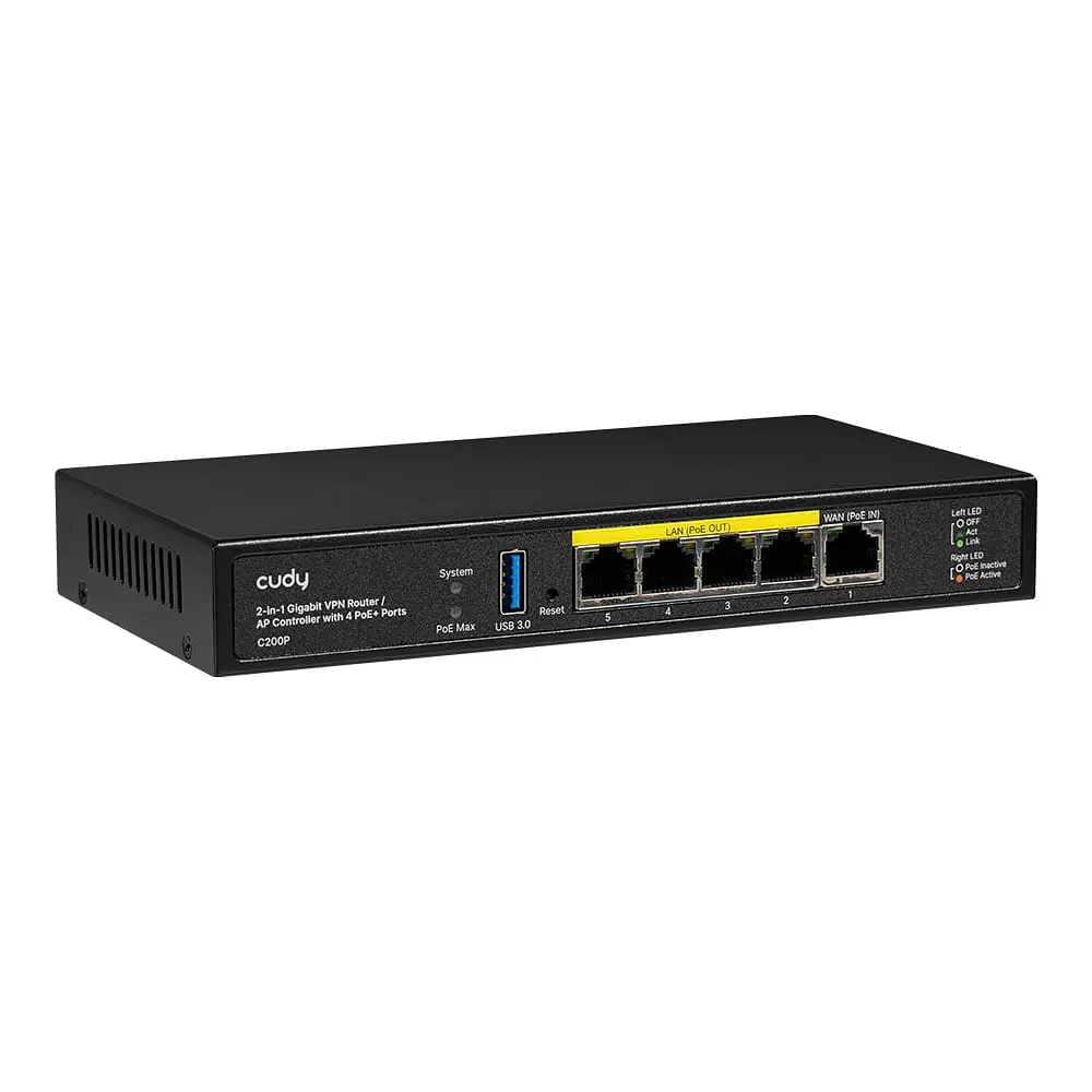 Контролер точок доступу AP / гігабітний VPN-маршрутизатор Cudy C200P з 4 портами PoE+ (73-00668) - фото 3