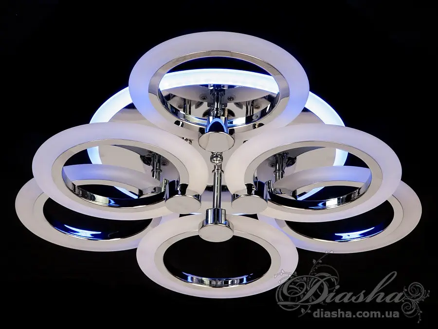 Люстра стельова LED Diasha A8022/3+3HR, 85W, 3200K-6000K, хром, сучасний стиль для дому - фото 2