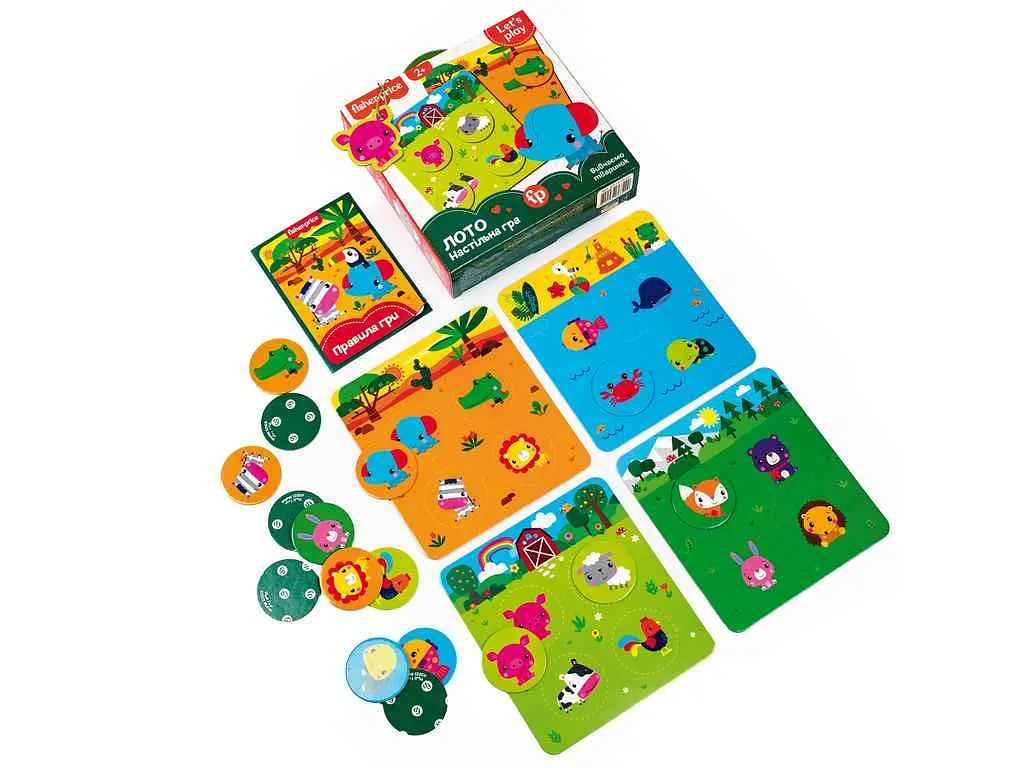Гра настільна VLADI TOYS Fisher Price. Лото. Вивчаємо тваринок VT2910-01(укр) - фото 2
