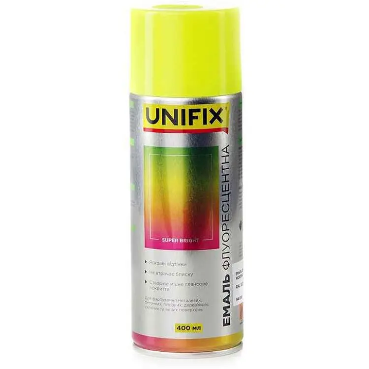 Фарба аерозольна UNIFIX 400мл жовтий акрилова флуоресцентна RAL 1026