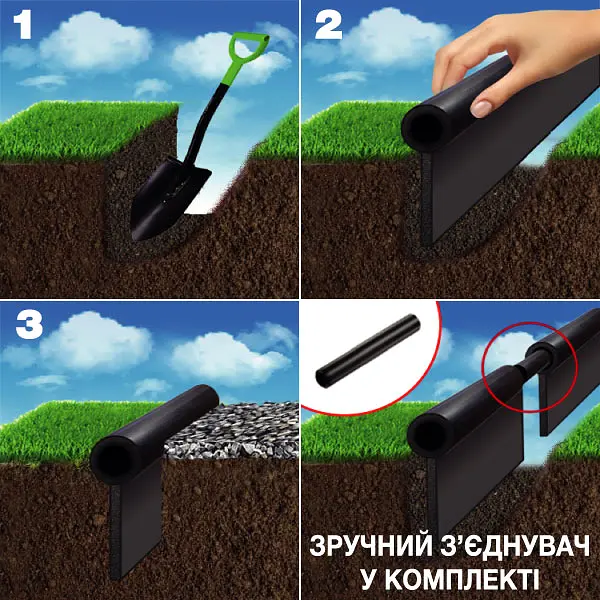 Уценка. Садовая бордюрная лента Экобордюр Эконом 10 м зеленая (10705391) - фото 2