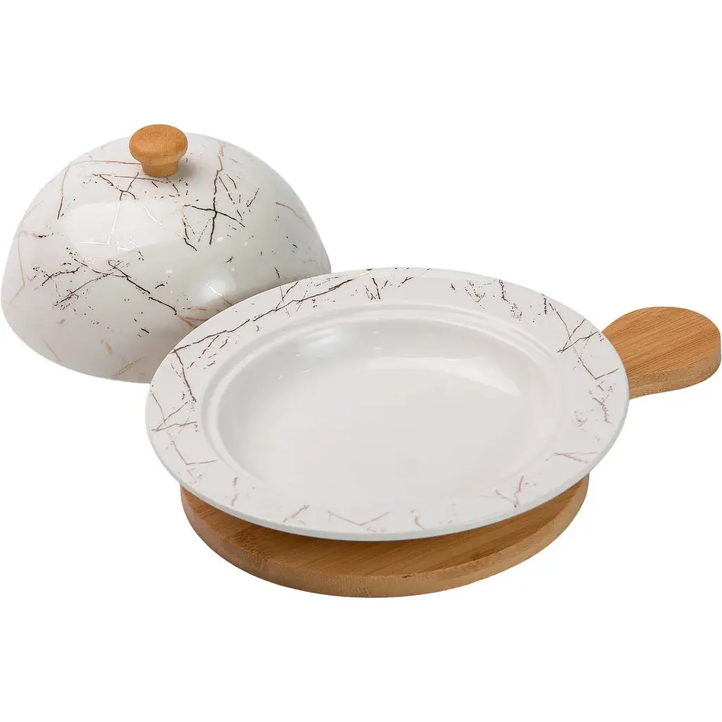 Масленка Yiwu фарфоровая 25х18.5х9 см с крышкой и дощечкой HP-1224 - фото 5