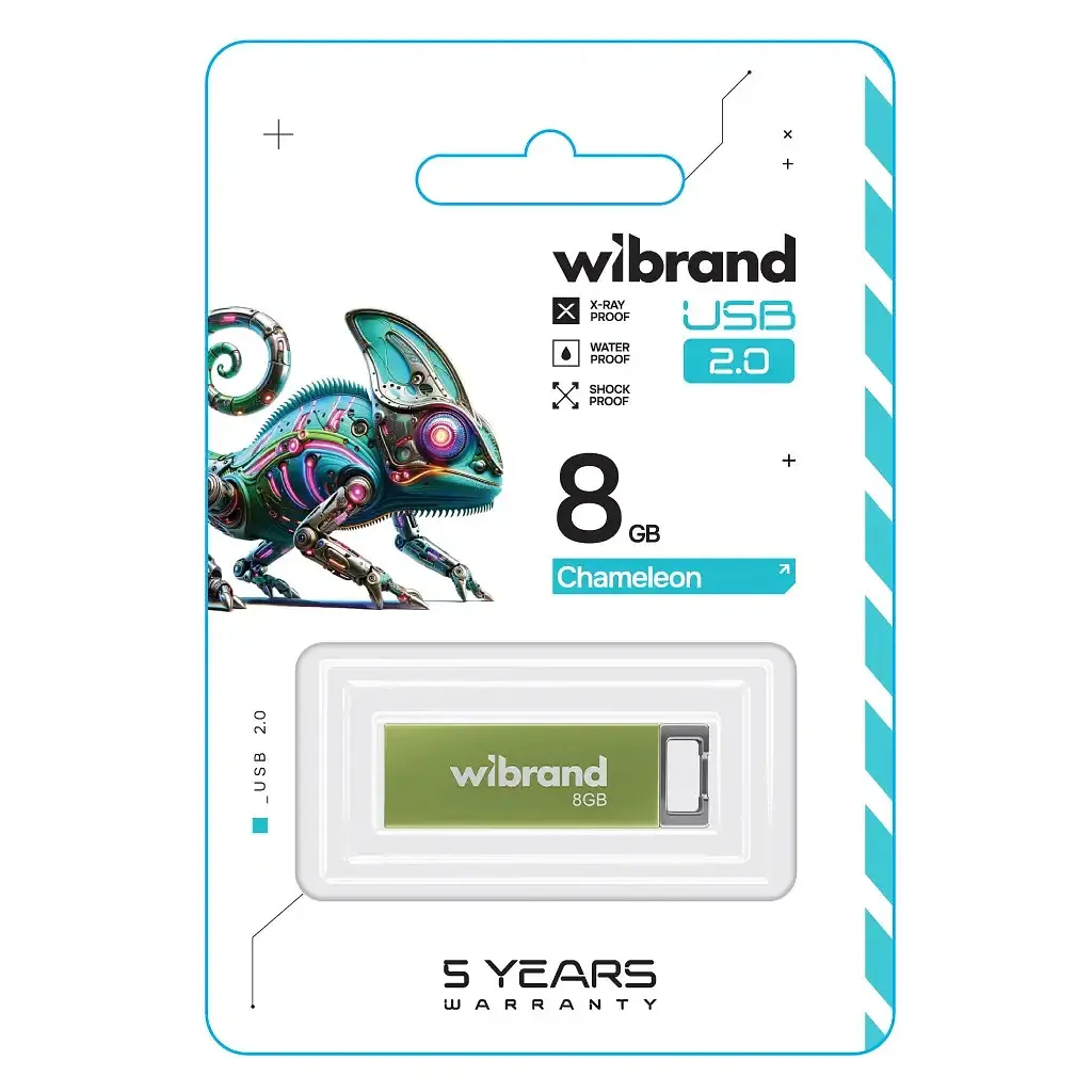USB флеш накопичувач Wibrand 8GB Chameleon Green USB 2.0 (WI2.0/CH8U6LG) - фото 2