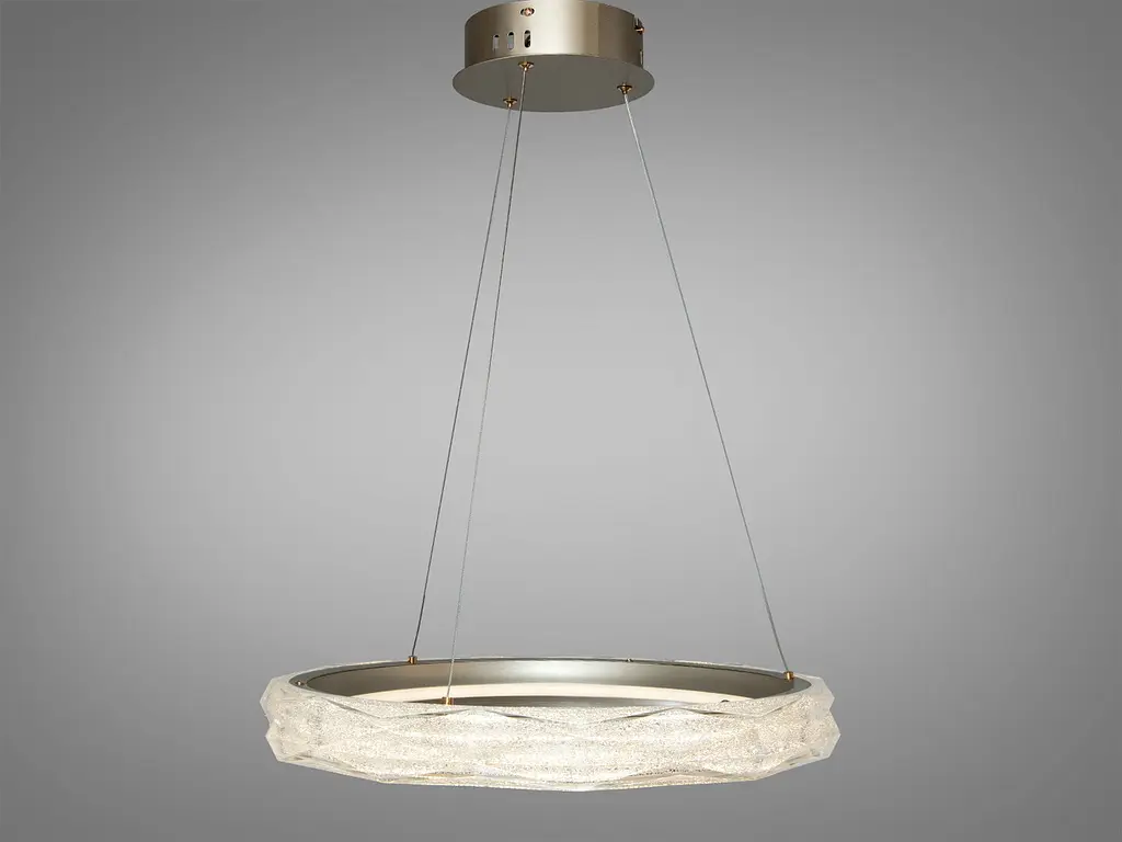 Підвісна LED-люстра для вітальні та спальні Diasha 583-500G з акриловим кільцем, пультом, 84 W, 50 см, 10-18m2 - фото 4