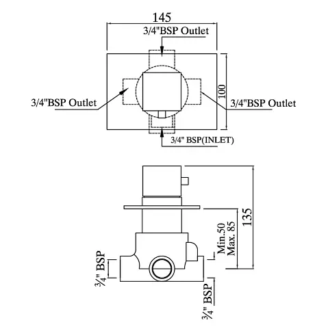 Запірно перемикаючий вентиль Jaquar Kubix KUB-CHR-35287, Хром - фото 2