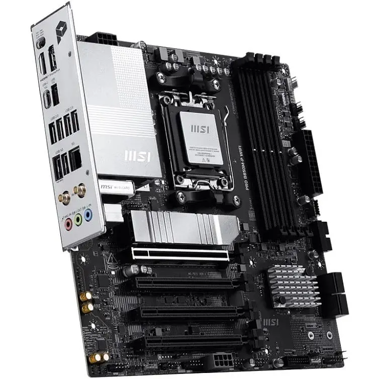 Материнська плата MSI AM5 PRO B850M-P WIFI, B850, 4xDDR5, Int.Video (CPU), 4xSATA3, 3xM.2, 1xPCI-E 5.0 x16, 3xPCI-E 3.0 x16, ALC897, Realtek 8126VB 5Gb, WiFi 7, Bluetooth 5.4, 9xUSB 3.2 / 8xUSB 2.0, HDMI/DP, Micro ATX - фото 4