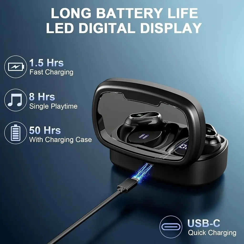 Бездротові навушники Poounur Bluetooth 5.3 з шумопоглинанням та мікрофоном - фото 5