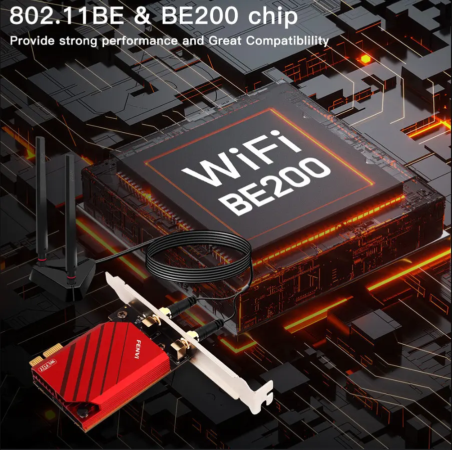 Бездротовий адаптер Fenvi FV-BE8800Pro Wi-Fi 7, Bluetooth 5.4 Gaming Tri Band 2.4G/5G/6GHz - фото 5
