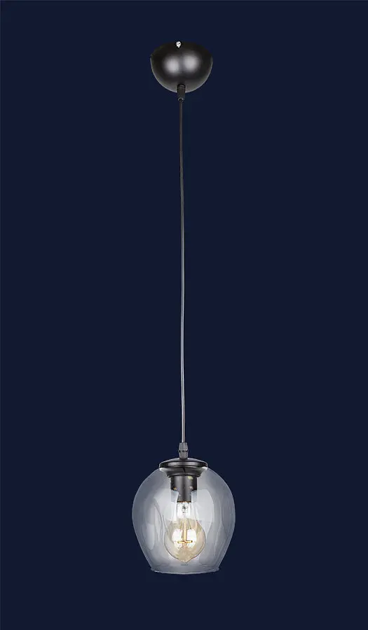 Підвісний світильник Levistella 756PR0231F-1 BK+CL, 40W, E27, Чорний метал + скло, сучасний стиль для вітальні - фото 2