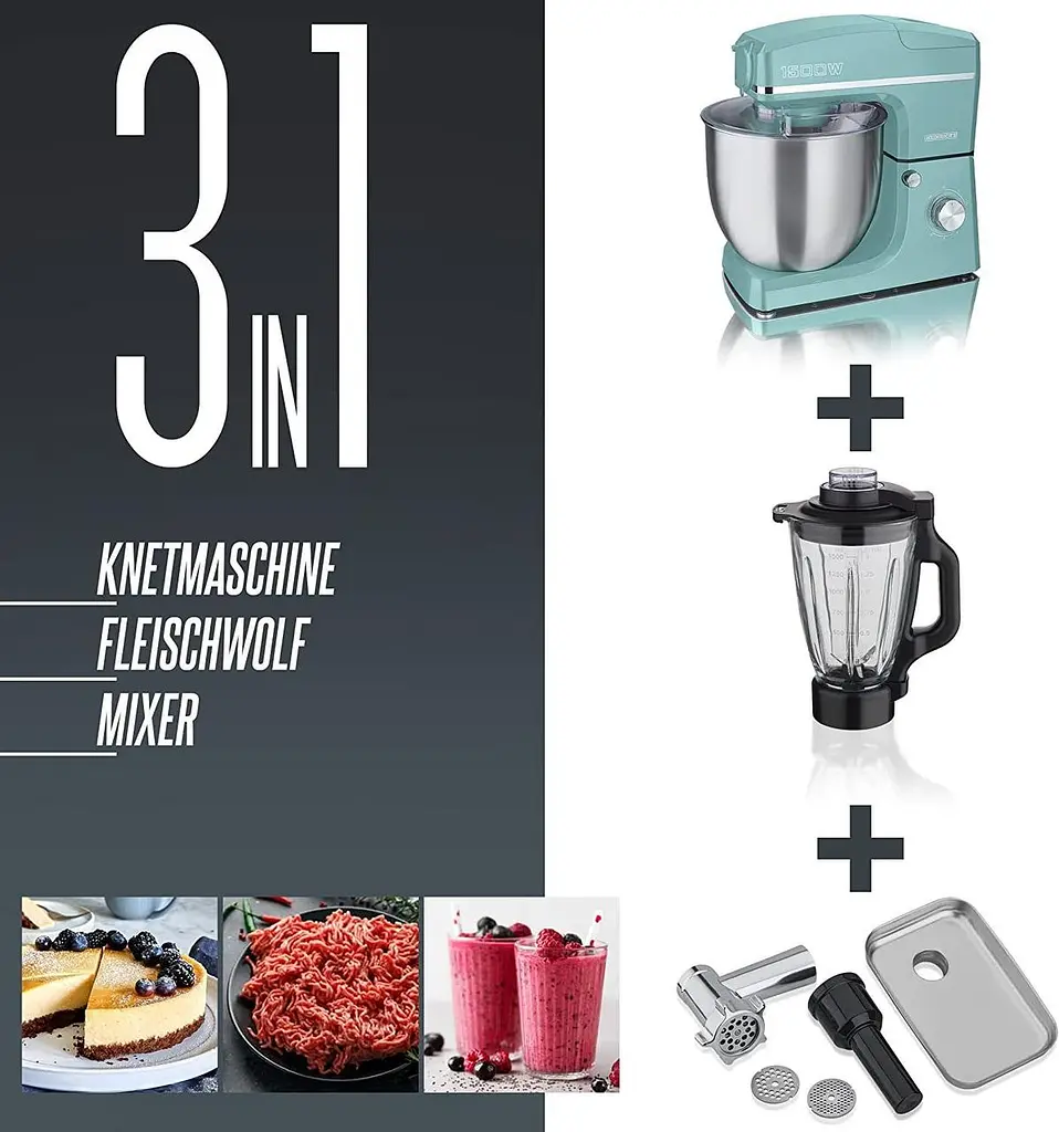 Кухонний комбайн-тестоміс 3 до 1 Heinrich's HKM 8083 Mint 10 л - фото 9