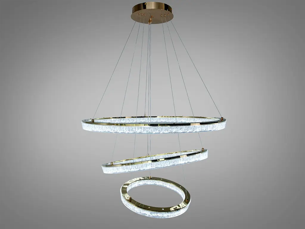 Підвісна LED люстра Diasha 1712/800+600+400G з трьома кільцями, золото, 125 W, освітлення 10-25 м2 - фото 2
