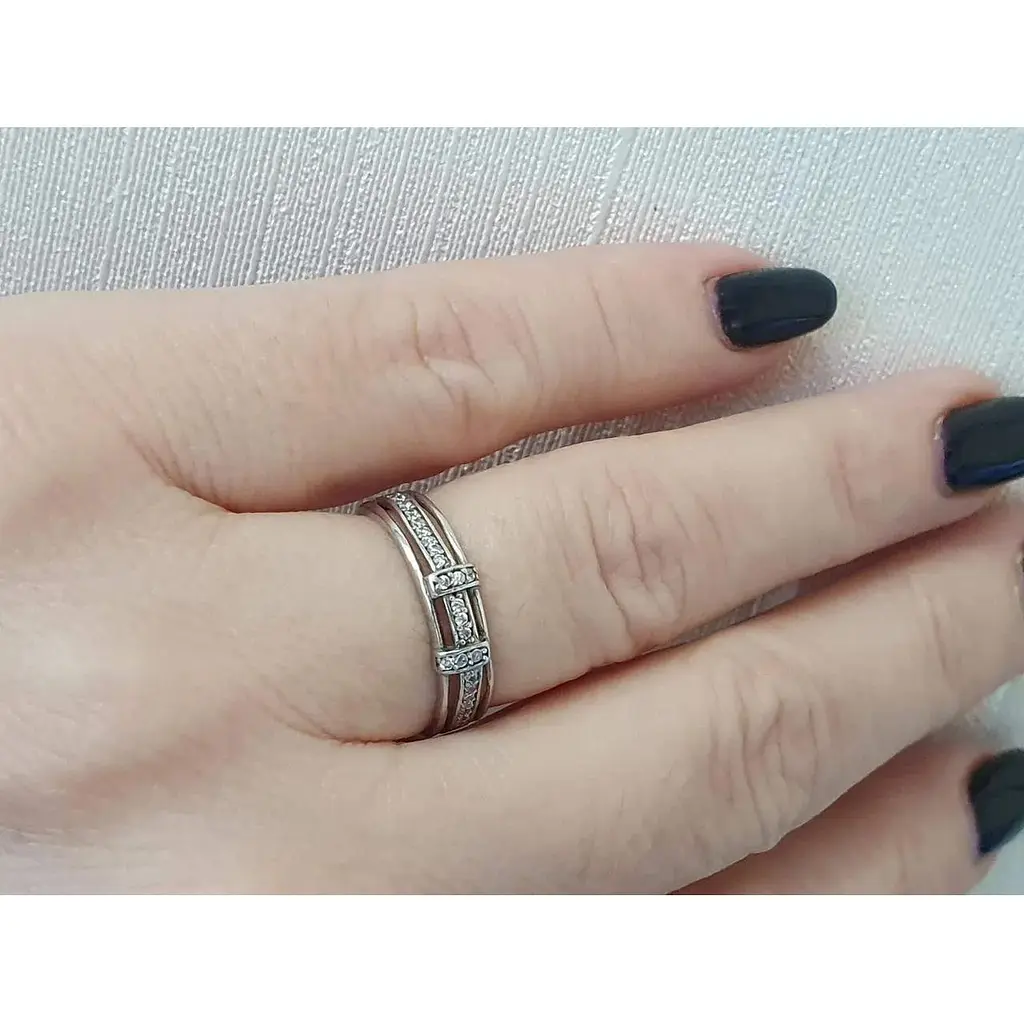 Срібне кільце Агні ВАТЕРВЕЙС з фіанітами. 1152/1Р-CZ 16,5 - фото 2