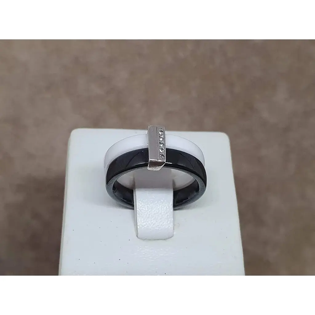 Срібне кільце Aurora з керамікою і фіанітами. С1104ЧБ - фото 4