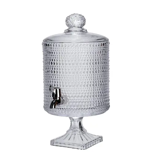 Лимонадница с краном на подставке стеклянная 4.5 л 39 см. Прозрачный Yiwu HP-19-3045-9. - фото 4