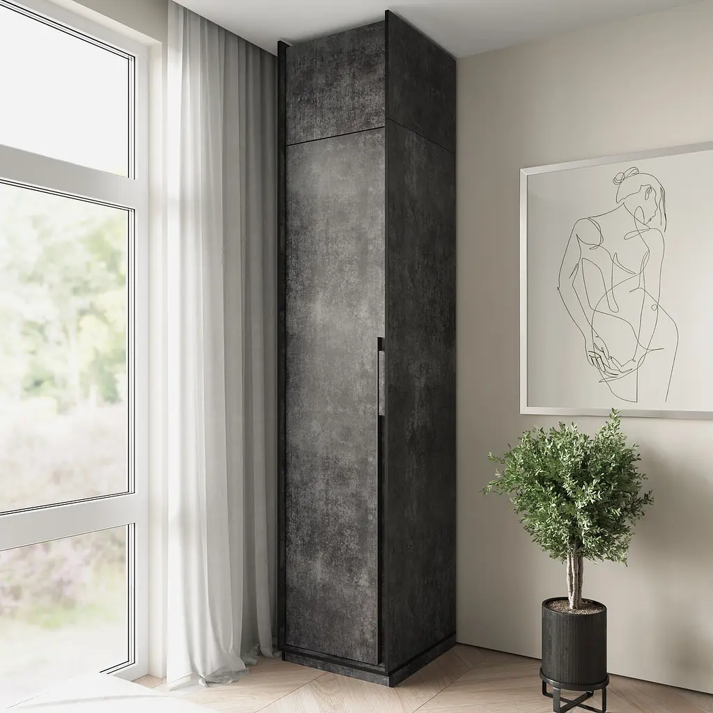 Пенал для дому Flamecame зі штангою у спальню FR-12 Бетон темний - фото 3