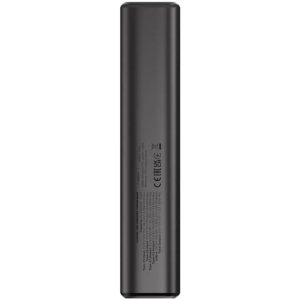 Батарея універсальна Canyon 20000mAh OnPower 230 TFT PD/130W Dark Grey (CNS-CPB230DG) - фото 3