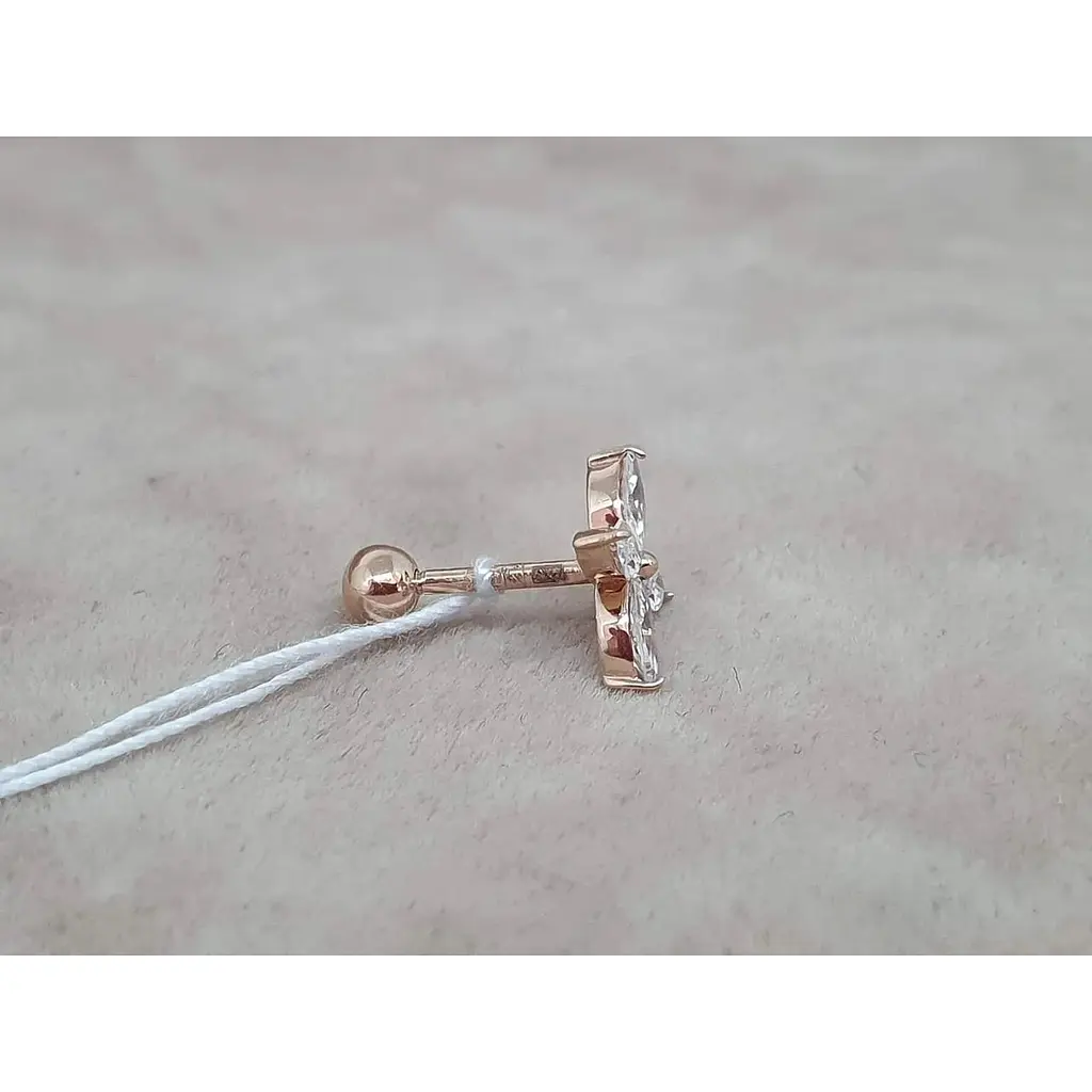 Золотая серьга для пирсинга хеликса Ирий с фианитами. З40070.1 - фото 4