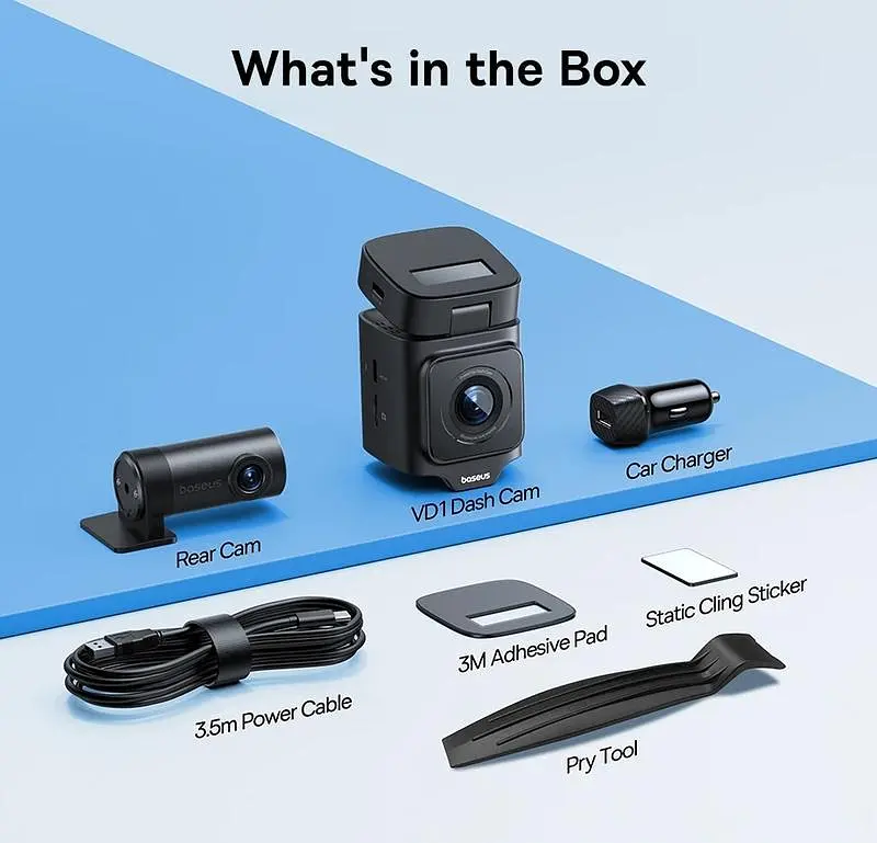 Відеореєстратор Baseus PrimeTrip VD1 Dash Cam 3K + 1080p Cosmic C01159003K + кабель + камера - фото 8