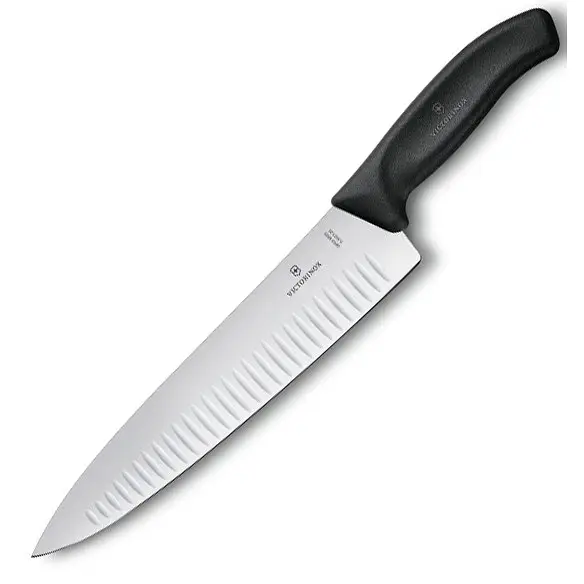 Кухонний ніж Victorinox SwissClassic Carving лезо 25см ріфл. з чорн. ручкою у подар.упак.