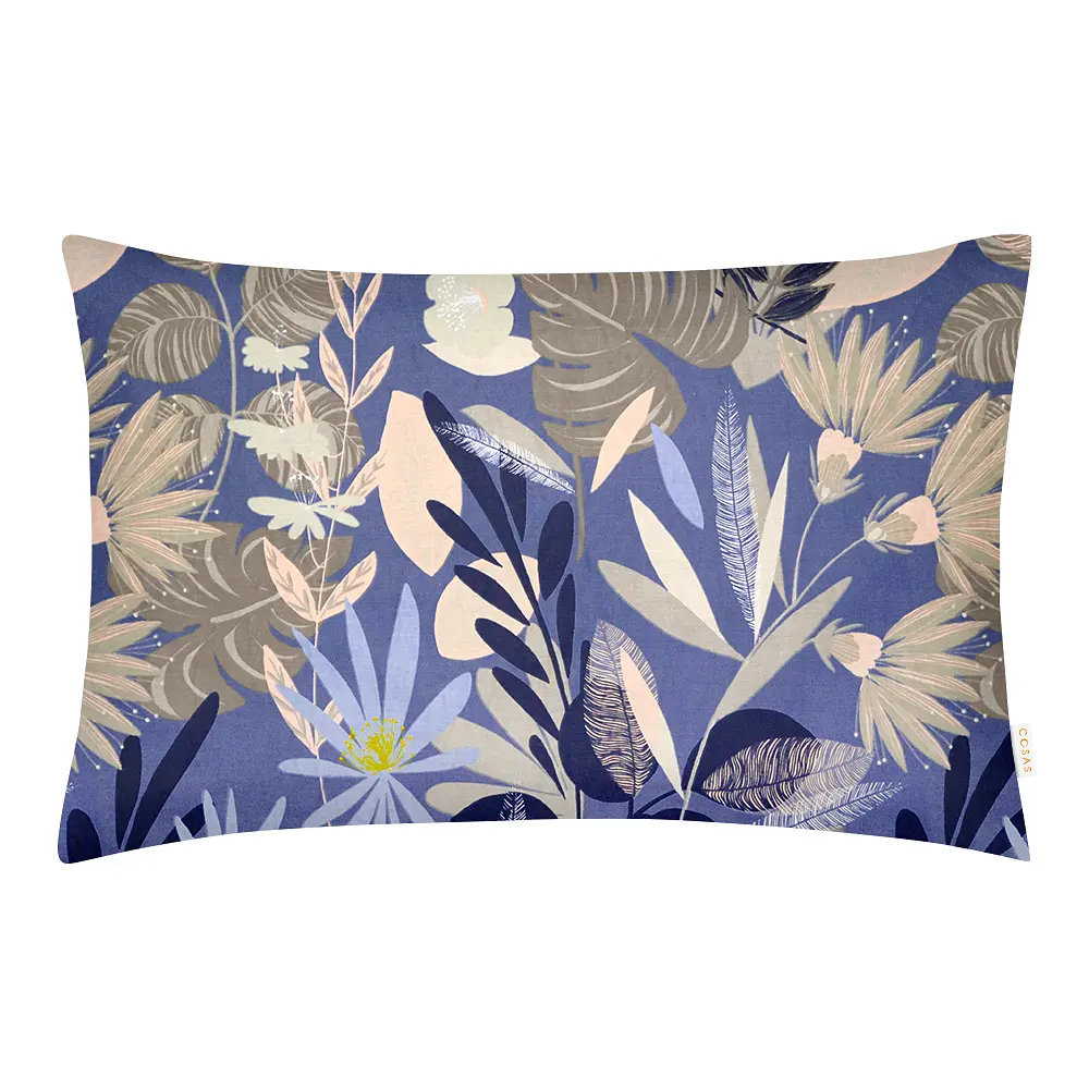 Комплект постельного белья Cosas Exotic flowers CS1 Семейный синий (FlowersBeigeBlue_Cappuccino98_160x2) - фото 4